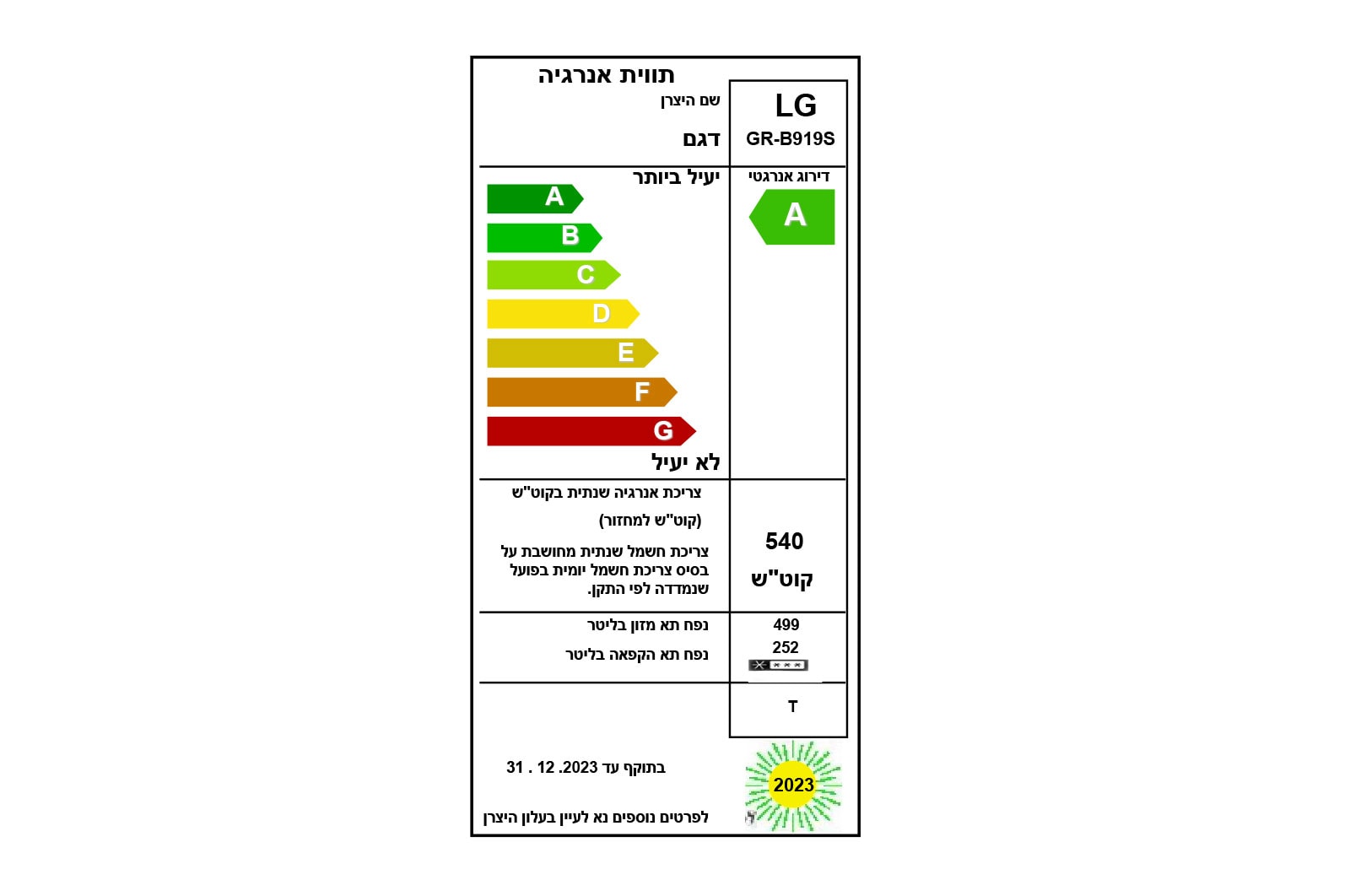 מקרר 4 דלתות בנפח 860 ליטר