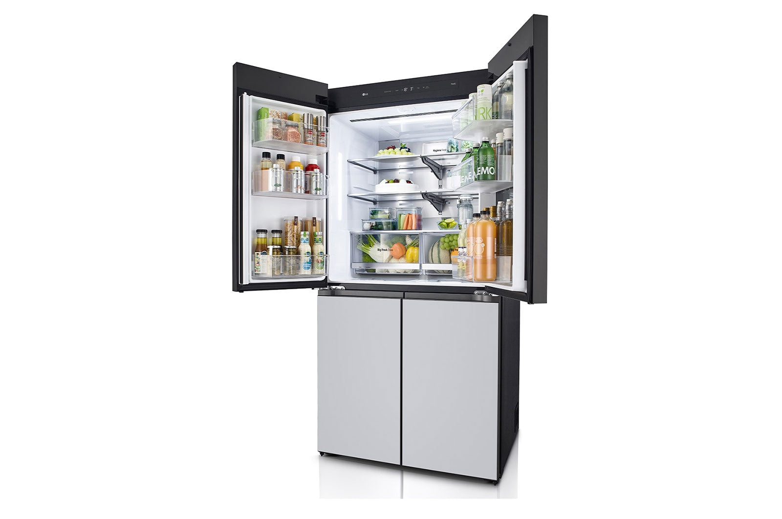מקרר 4 דלתות ™LG InstaView בגימור זכוכית ,632 ל‘